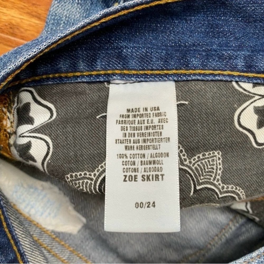 Lucky Brand Y2K Zoe Embroidered Patchwork Denim Mini Skirt Size 00 Boho Western - Picture 12 of 16